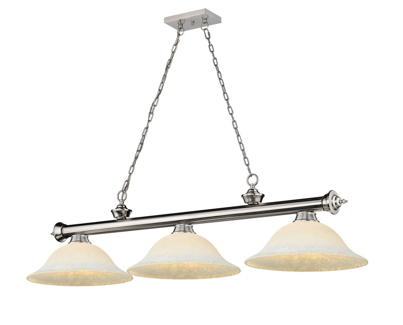 Z-Lite 2306-3BN-WM16 Three Light Billiard, Brushed Nickel