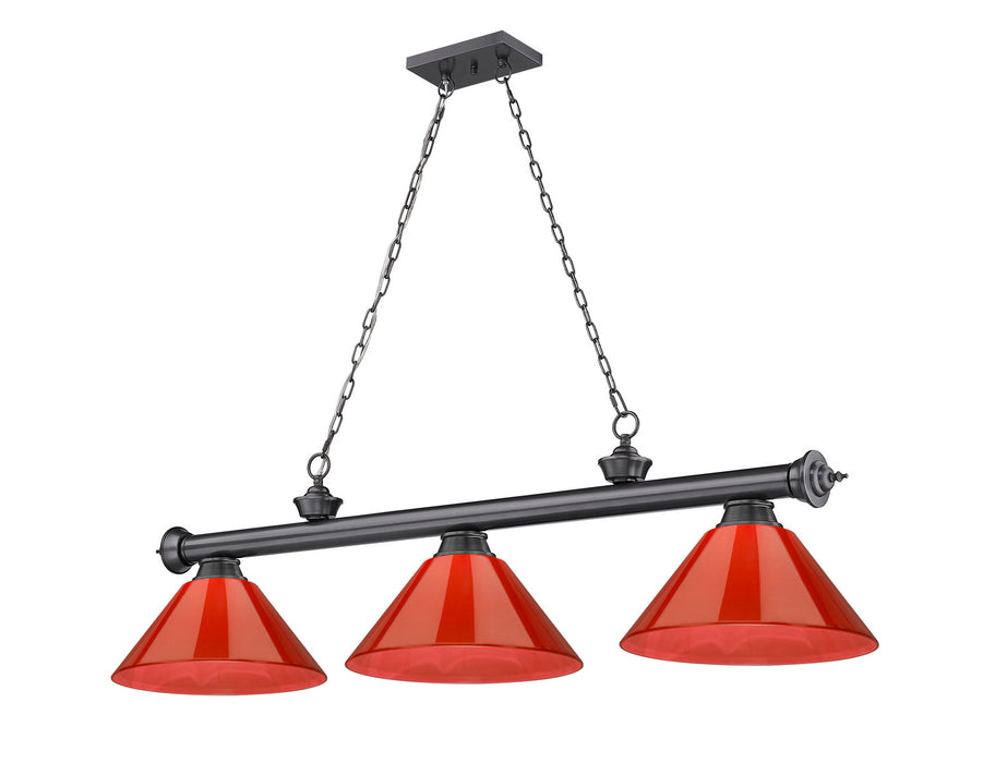 Z-Lite 2306-3BP-ARBG Three Light Billiard, Bronze Plate