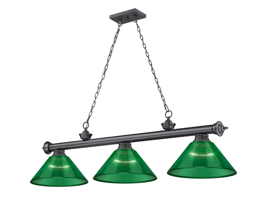 Z-Lite 2306-3BP-ARG Three Light Billiard, Bronze Plate
