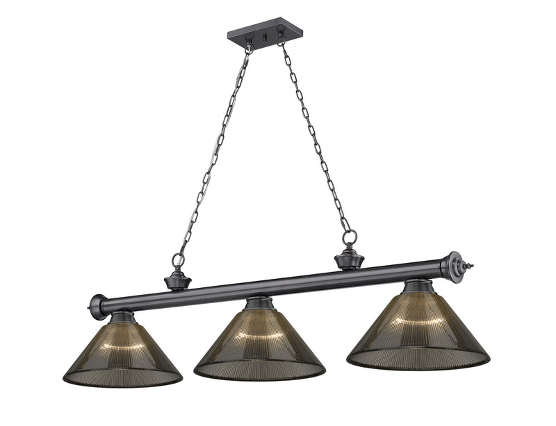 Z-Lite 2306-3BP-ARS Three Light Billiard, Bronze Plate