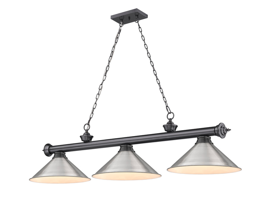 Z-Lite 2306-3BP-BN15 Three Light Billiard, Bronze Plate