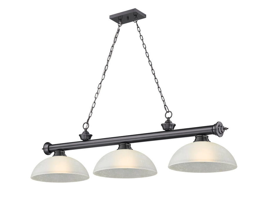 Z-Lite 2306-3BP-DWL14 Three Light Billiard, Bronze Plate