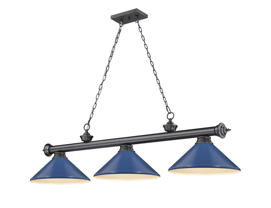 Z-Lite 2306-3BP-MNB Three Light Billiard, Bronze Plate