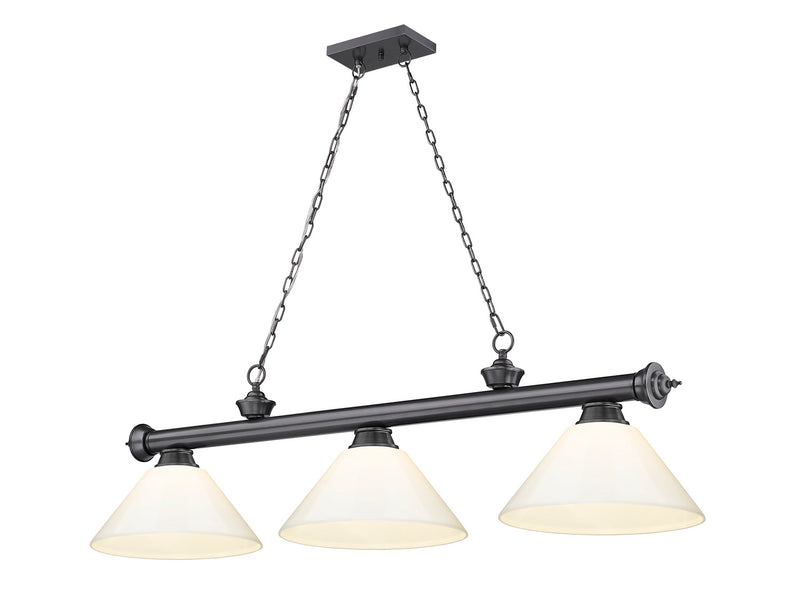 Z-Lite 2306-3BP-PWH Three Light Billiard, Bronze Plate