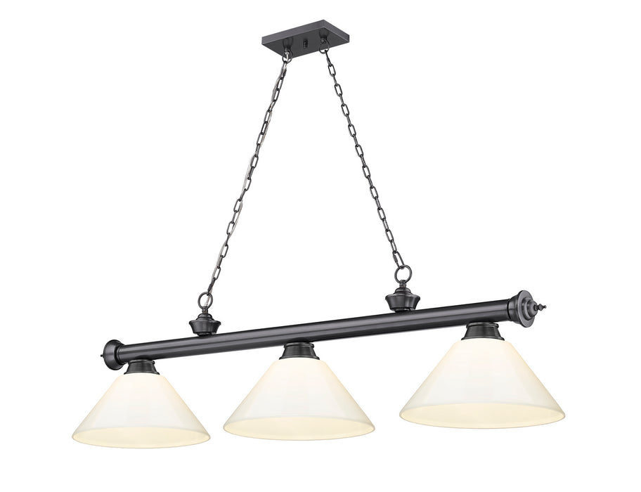 Z-Lite 2306-3BP-PWH Three Light Billiard, Bronze Plate