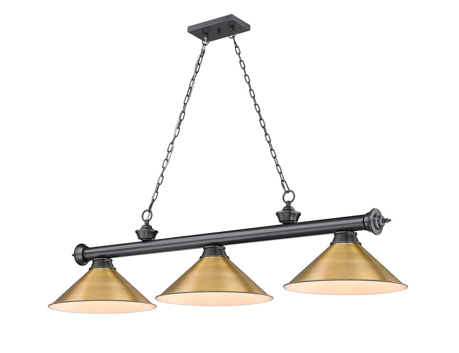Z-Lite 2306-3BP-RB15 Three Light Billiard, Bronze Plate