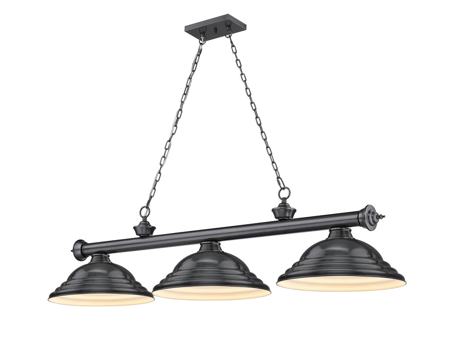 Z-Lite 2306-3BP-SBP Three Light Billiard, Bronze Plate