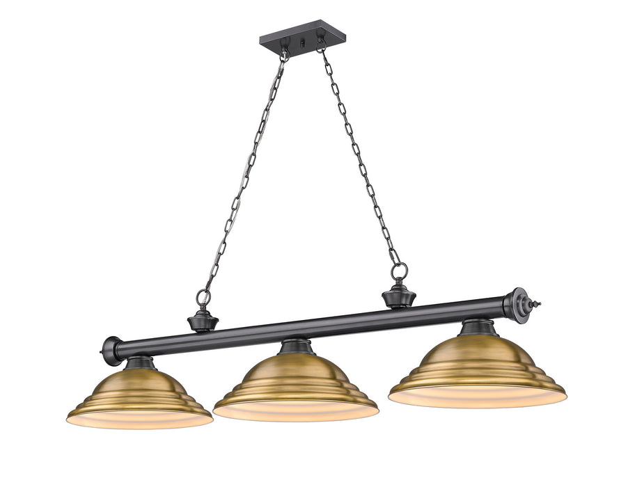 Z-Lite 2306-3BP-SRB Three Light Billiard, Bronze Plate