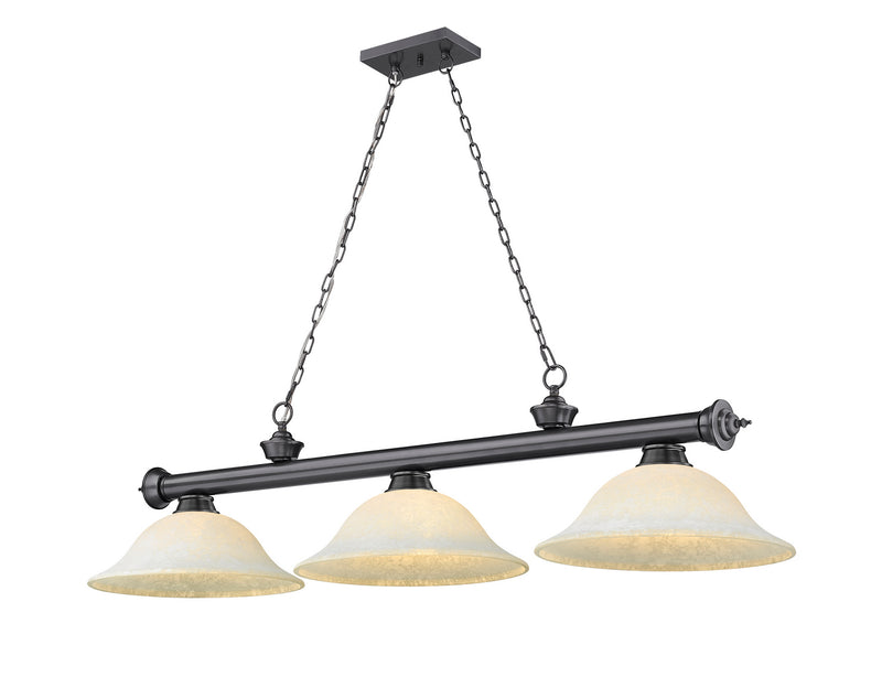Z-Lite 2306-3BP-WM16 Three Light Billiard, Bronze Plate