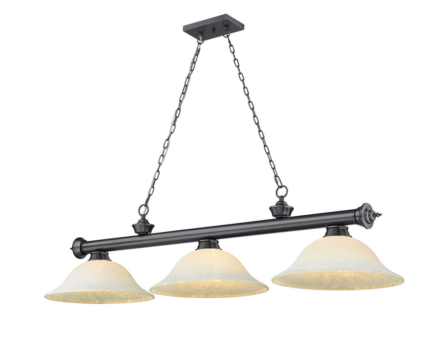 Z-Lite 2306-3BP-WM16 Three Light Billiard, Bronze Plate