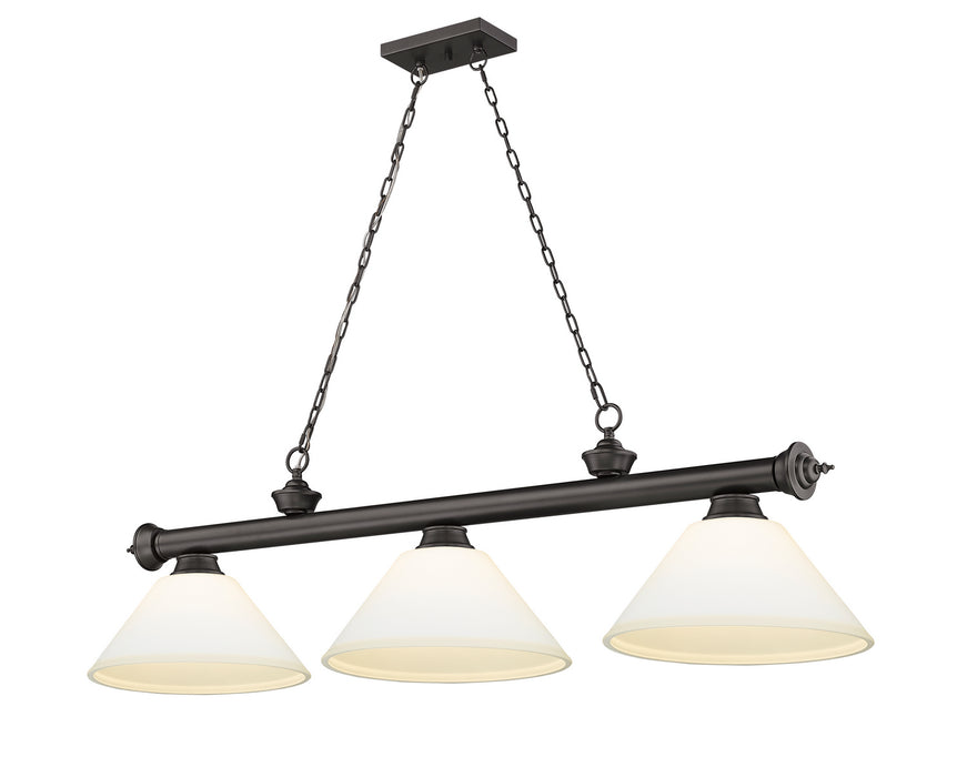 Z-Lite 2306-3BRZ-AMO14 Three Light Billiard, Bronze