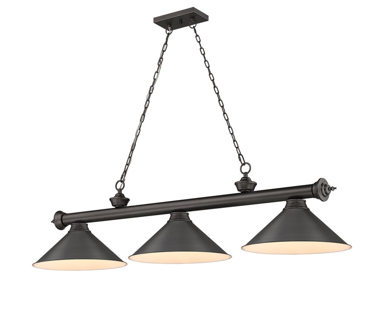 Z-Lite 2306-3BRZ-BRZ15 Three Light Billiard, Bronze