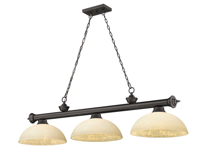 Z-Lite 2306-3BRZ-DGM14 Three Light Billiard, Bronze