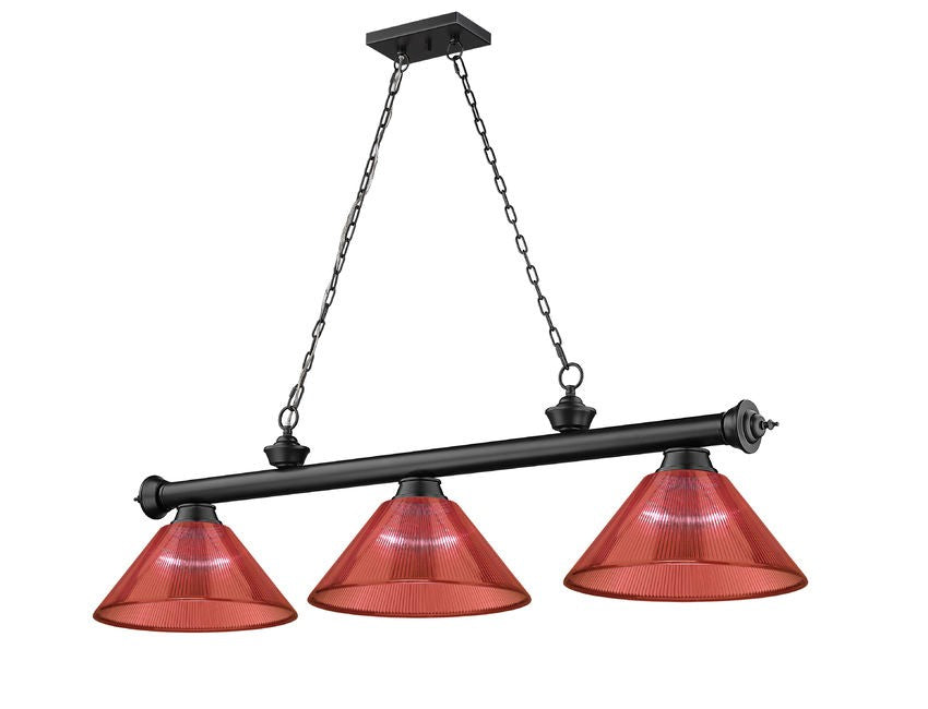 Z-Lite 2306-3MB-ARBG Three Light Billiard, Matte Black
