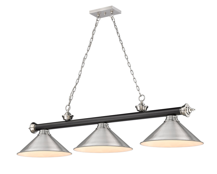 Z-Lite 2306-3MB-BN-BN15 Three Light Billiard, Matte Black + Brushed Nickel
