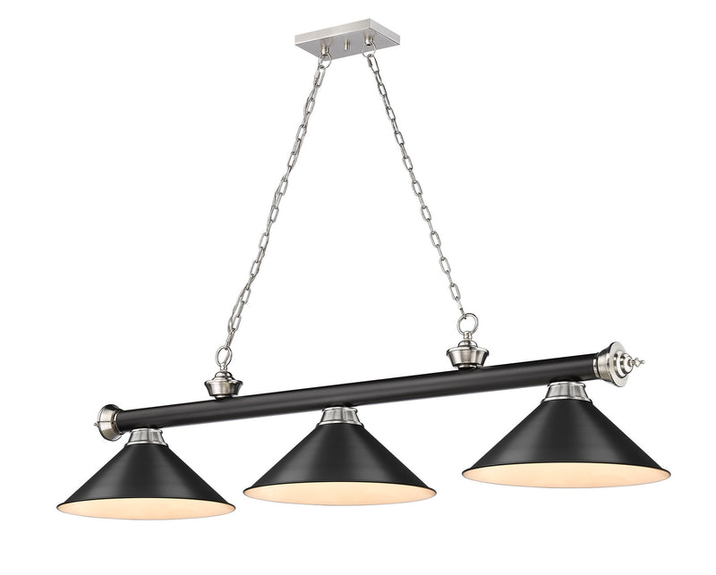 Z-Lite 2306-3MB-BN-MB15 Three Light Billiard, Matte Black + Brushed Nickel