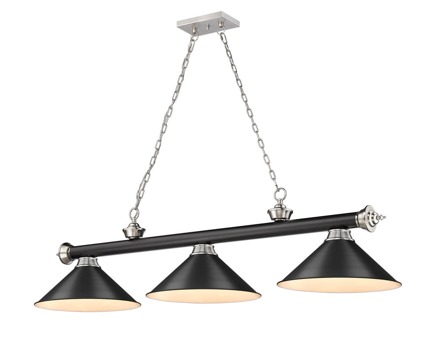 Z-Lite 2306-3MB-BN-MB15 Three Light Billiard, Matte Black + Brushed Nickel