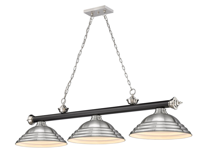 Z-Lite 2306-3MB-BN-SBN Three Light Billiard, Matte Black + Brushed Nickel