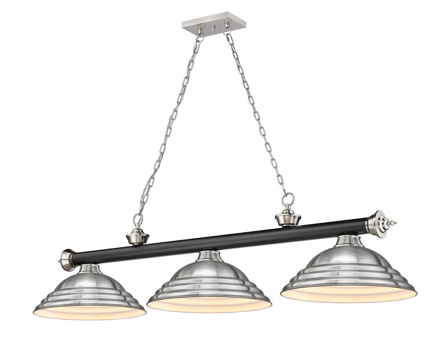 Z-Lite 2306-3MB-BN-SBN Three Light Billiard, Matte Black + Brushed Nickel