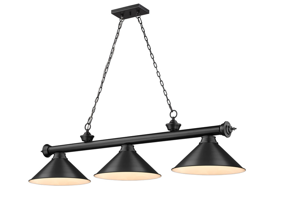 Z-Lite 2306-3MB-MB15 Three Light Billiard, Matte Black