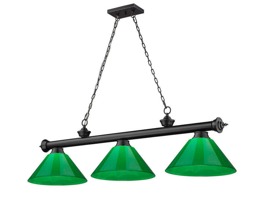 Z-Lite 2306-3MB-PGR Three Light Billiard, Matte Black