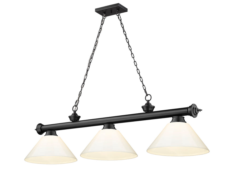 Z-Lite 2306-3MB-PWH Three Light Billiard, Matte Black