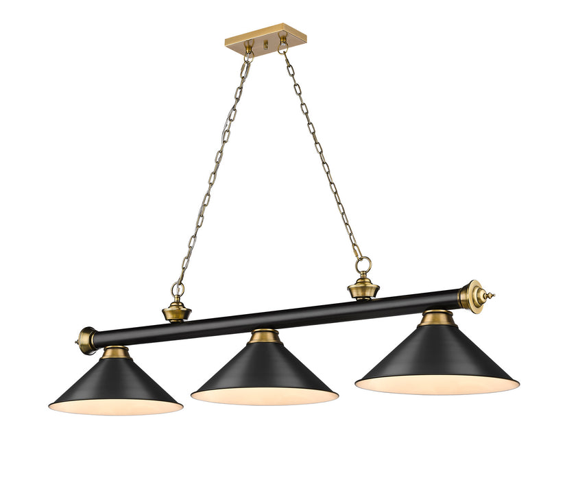 Z-Lite 2306-3MB-RB-MB15 Three Light Billiard, Matte Black + Rubbed Brass