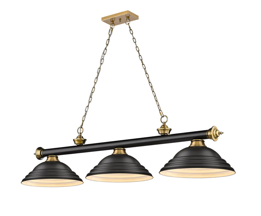 Z-Lite 2306-3MB-RB-SMB Three Light Billiard, Matte Black + Rubbed Brass