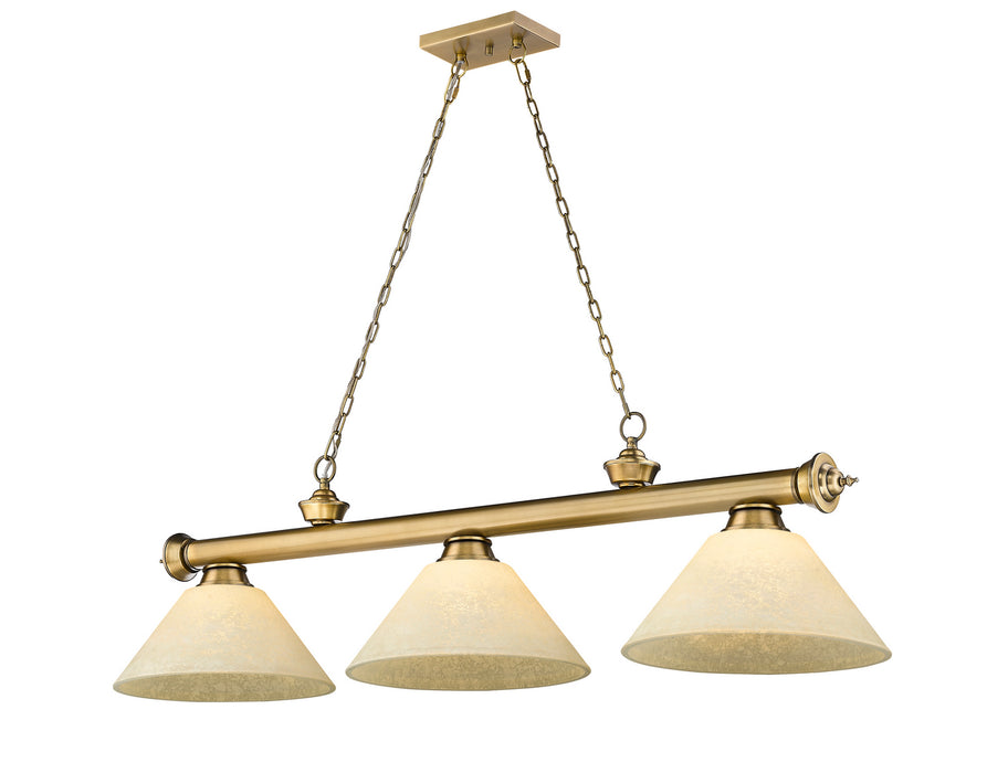 Z-Lite 2306-3RB-AGM14 Three Light Billiard, Rubbed Brass
