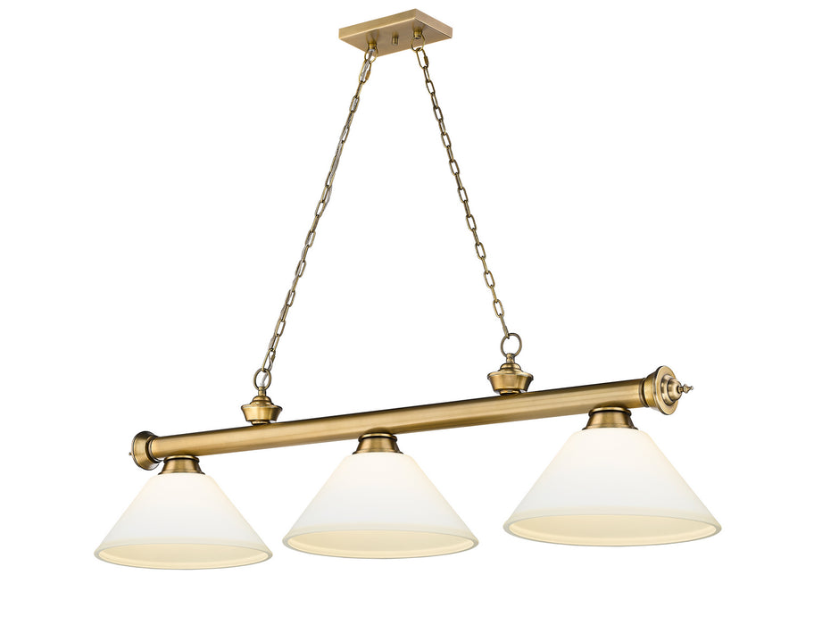 Z-Lite 2306-3RB-AMO14 Three Light Billiard, Rubbed Brass