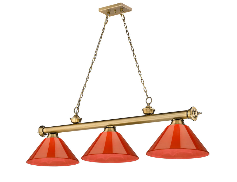 Z-Lite 2306-3RB-ARBG Three Light Billiard, Rubbed Brass