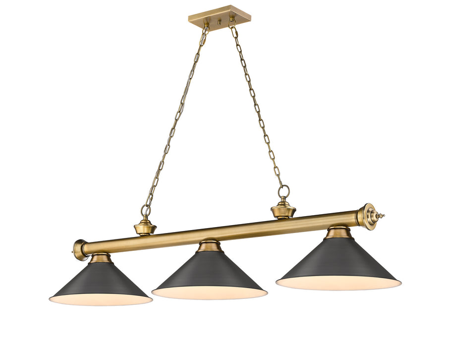 Z-Lite 2306-3RB-BRZ15 Three Light Billiard, Rubbed Brass