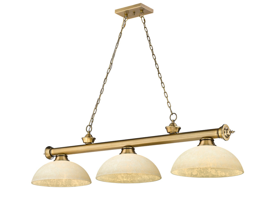 Z-Lite 2306-3RB-DGM14 Three Light Billiard, Rubbed Brass