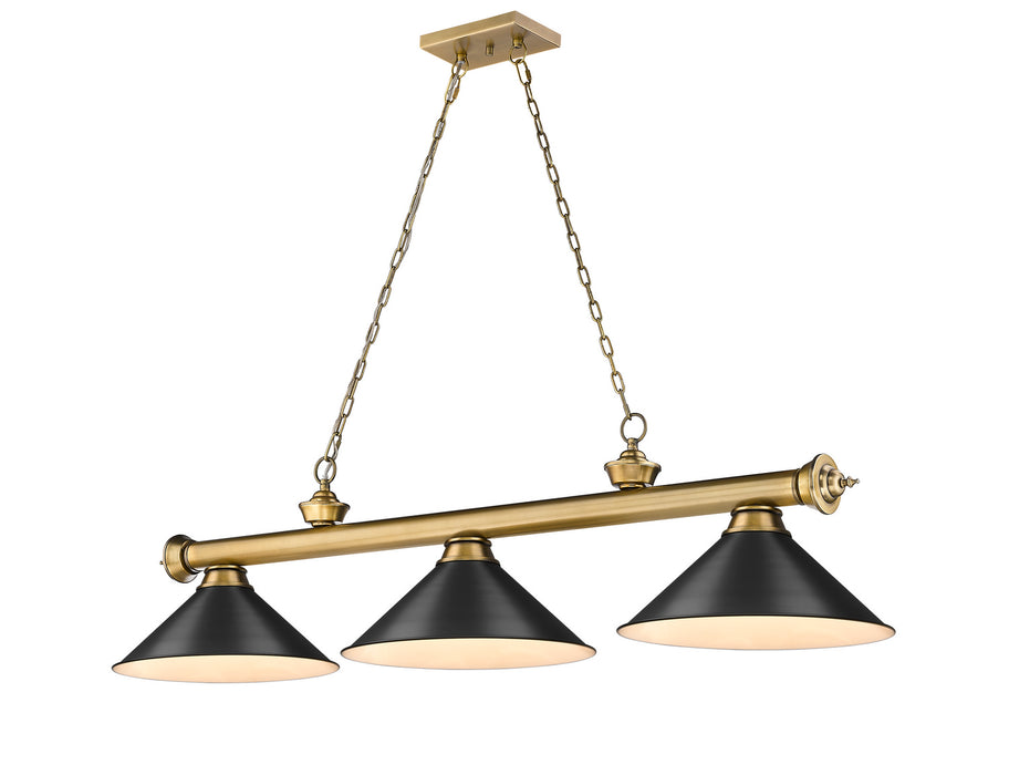 Z-Lite 2306-3RB-MB15 Three Light Billiard, Rubbed Brass