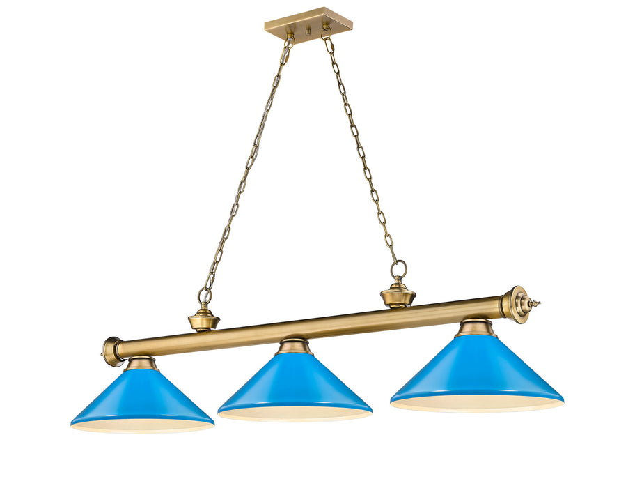 Z-Lite 2306-3RB-MEB Three Light Billiard, Rubbed Brass