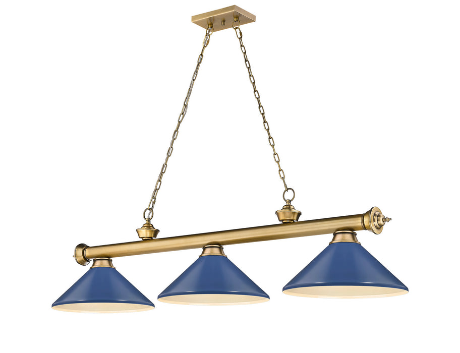 Z-Lite 2306-3RB-MNB Three Light Billiard, Rubbed Brass