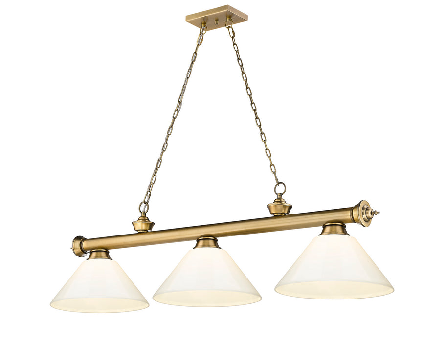 Z-Lite 2306-3RB-PWH Three Light Billiard, Rubbed Brass