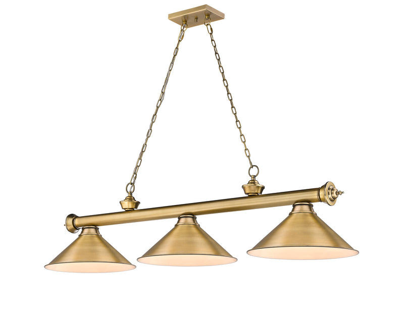 Z-Lite 2306-3RB-RB15 Three Light Billiard, Rubbed Brass