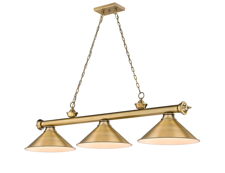 Z-Lite 2306-3RB-RB15 Three Light Billiard, Rubbed Brass