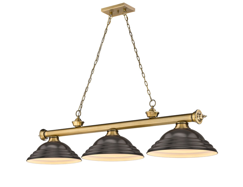 Z-Lite 2306-3RB-SBRZ Three Light Billiard, Rubbed Brass