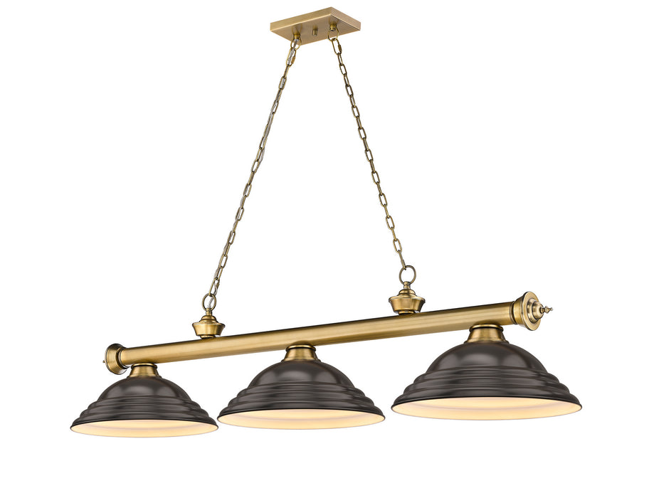 Z-Lite 2306-3RB-SBRZ Three Light Billiard, Rubbed Brass