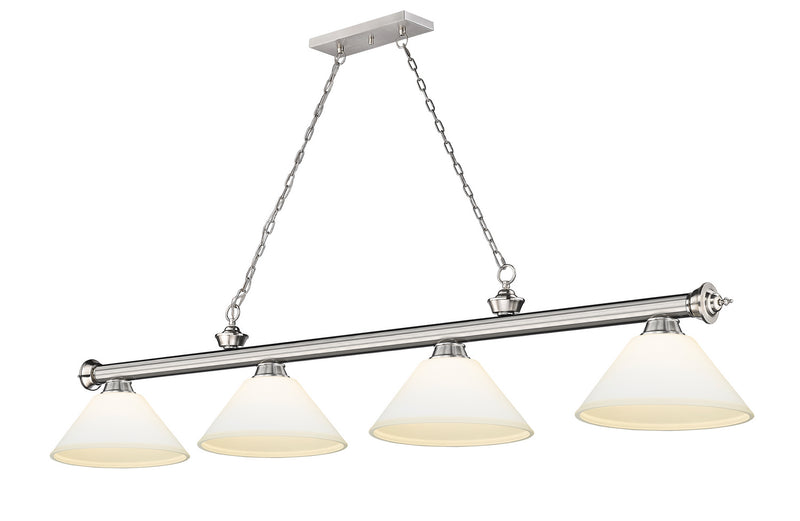 Z-Lite 2306-4BN-AMO14 Four Light Billiard, Brushed Nickel