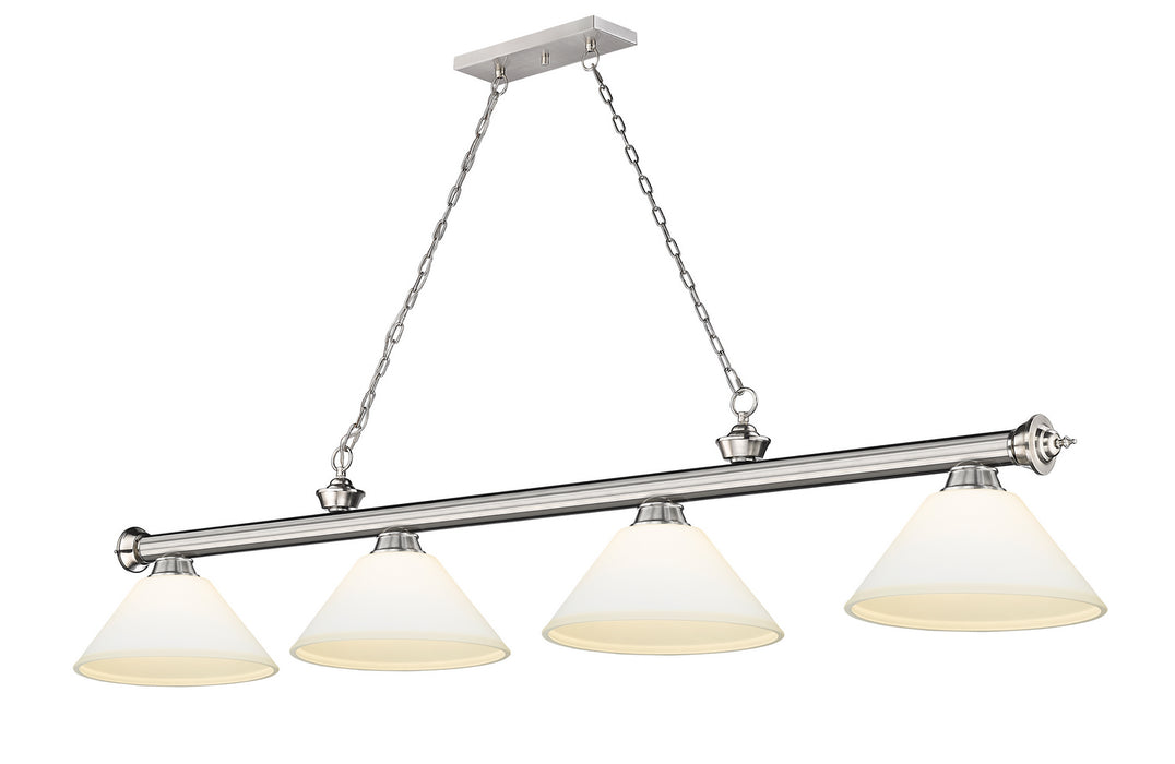 Z-Lite 2306-4BN-AMO14 Four Light Billiard, Brushed Nickel