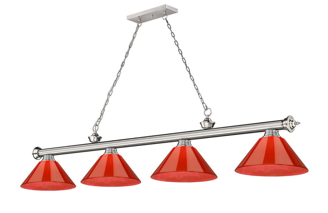 Z-Lite 2306-4BN-ARBG Four Light Billiard, Brushed Nickel