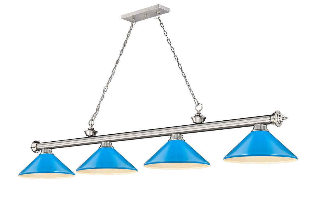 Z-Lite 2306-4BN-MEB Four Light Billiard, Brushed Nickel