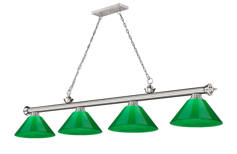 Z-Lite 2306-4BN-PGR Four Light Billiard, Brushed Nickel