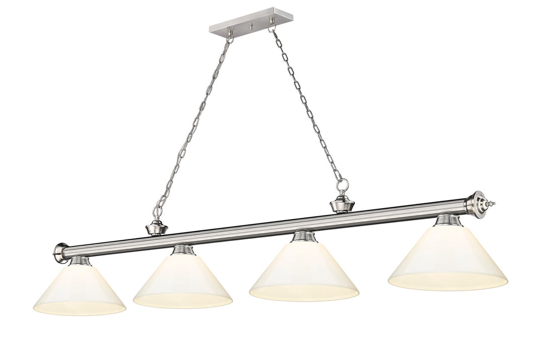 Z-Lite 2306-4BN-PWH Four Light Billiard, Brushed Nickel