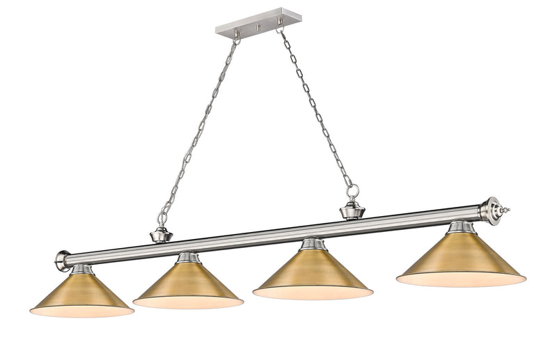 Z-Lite 2306-4BN-RB15 Four Light Billiard, Brushed Nickel