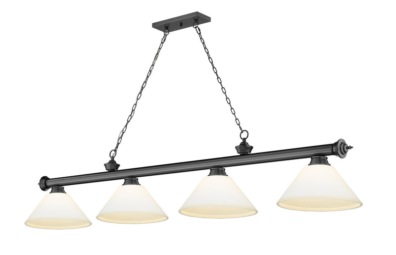 Z-Lite 2306-4BP-AMO14 Four Light Billiard, Bronze Plate