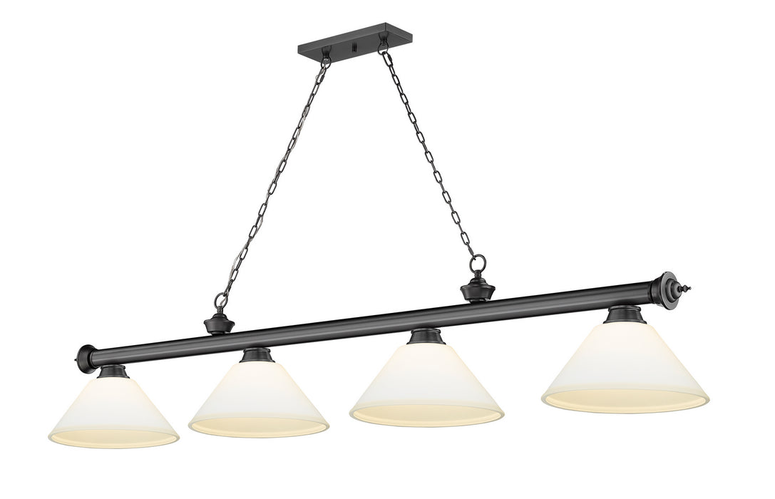 Z-Lite 2306-4BP-AMO14 Four Light Billiard, Bronze Plate